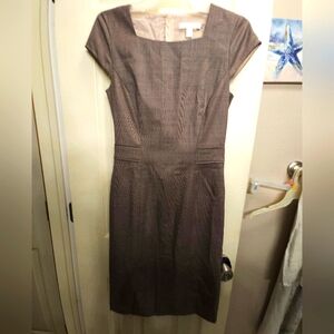 BOSS hugo boss Pink Black Check Cap Sleeve Square Neck Sheath Dress Size 2